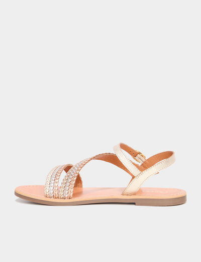 Sandales brides tressées en cuir multicolore femme