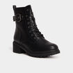 Bottines croco crant&eacute;es avec boucles noir femme