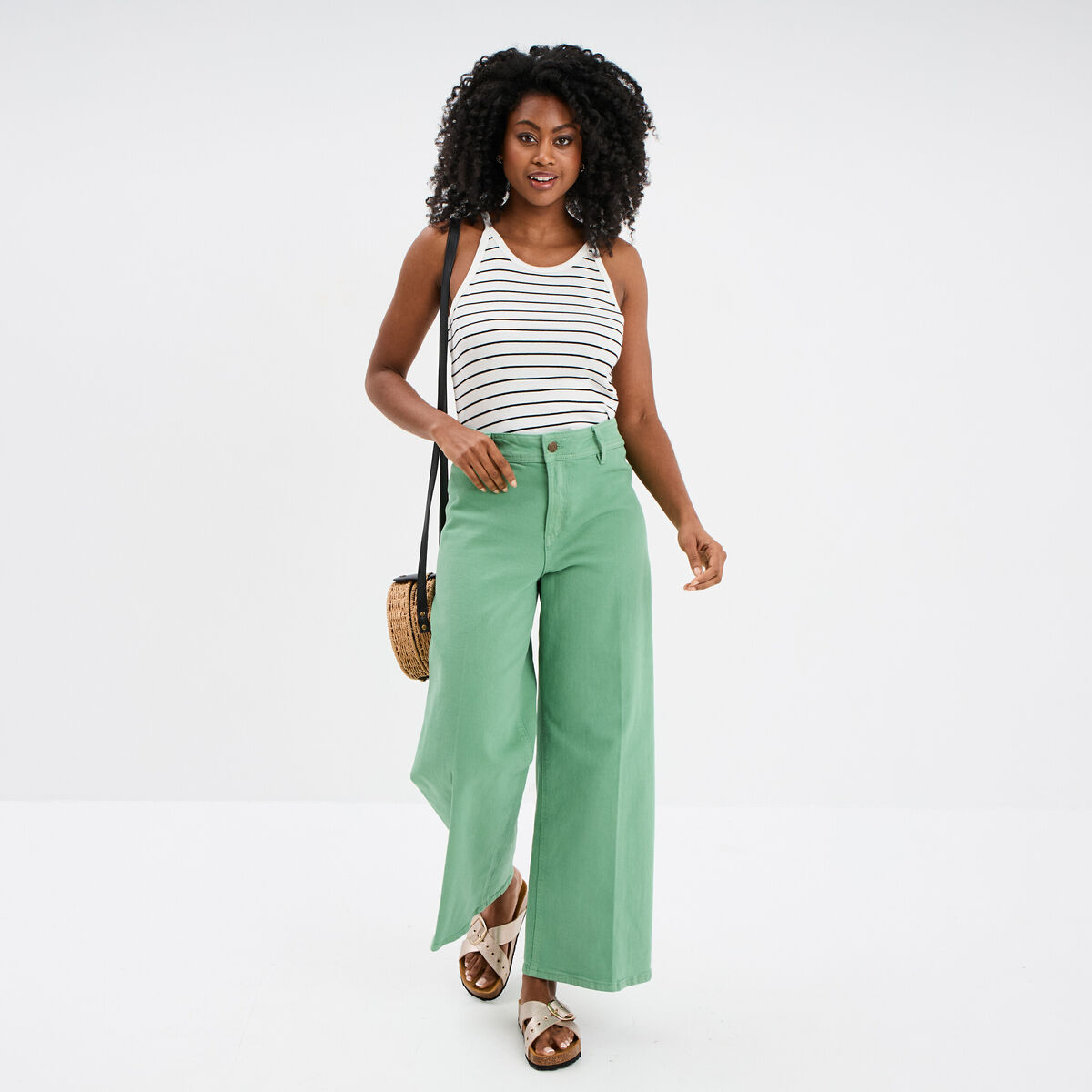 D&eacute;bardeur encolure am&eacute;ricaine coton ecru femme