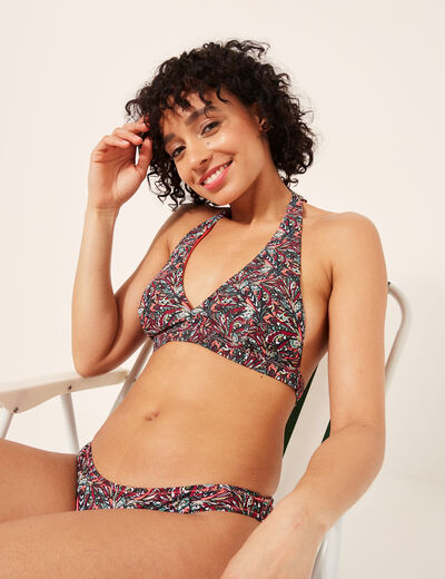 Haut de maillot de bain forme triangle multicolore femme