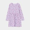 Robe trapèze manches longues coton mauve fille