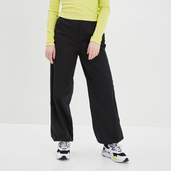 pantalon droit taille et bas elastiques noir femme Pantalon droit taille et bas élastiqués noir femme