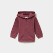 Sweat zipp&eacute; &agrave; capuche molletonn&eacute; bordeaux b&eacute;b&eacute; fille