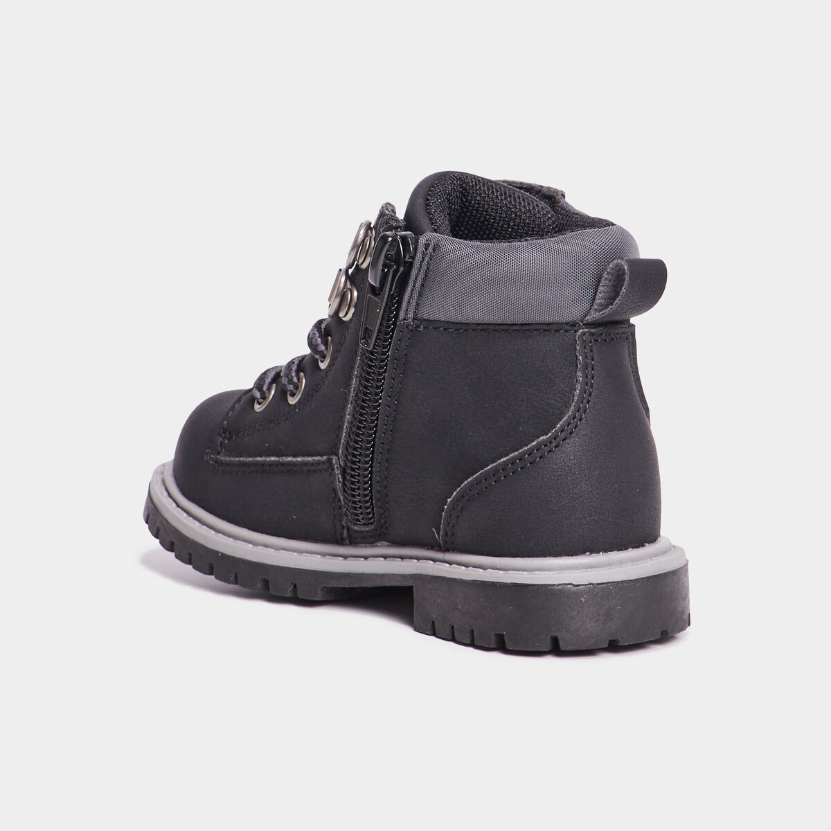 Boots crant&eacute;es zipp&eacute;es &agrave; lacets Bali noir b&eacute;b&eacute; gar&ccedil;on