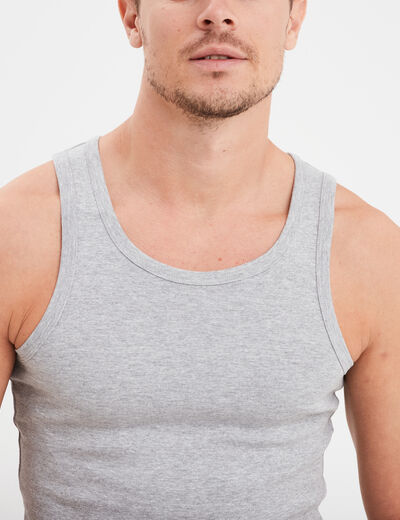 D&eacute;bardeur droit coton bretelles larges gris homme