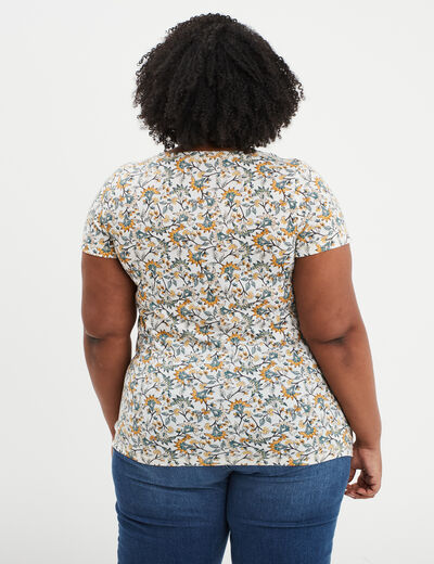 T-shirt manches courtes ecru femme grande taille