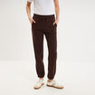 Pantalon de jogging molletonn&eacute; marron fonc&eacute; femme