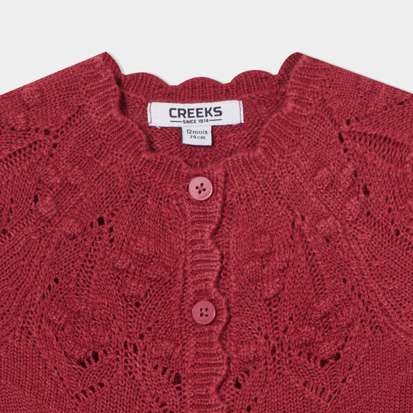 gilet boutonne bord festonne creeks rose framboise bebef Gilet boutonné bord festonné Creeks rose framboise bébé fille