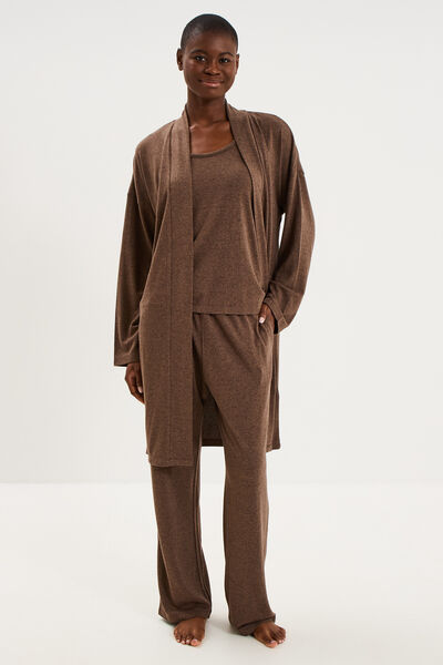 Ensemble pyjama 3 pi&egrave;ces beige femme