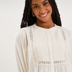 Blouse manches longues galons et fronces ecru femme