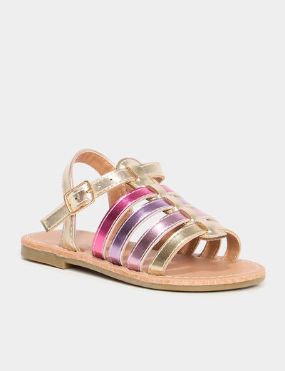 Sandales plates avec brides multicolore fille