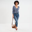 Gilet col en V boutonné bleu gris femme
