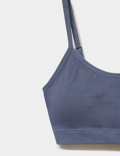Lot 2 brassi&egrave;res padd&eacute;es sans couture bleu gris femme