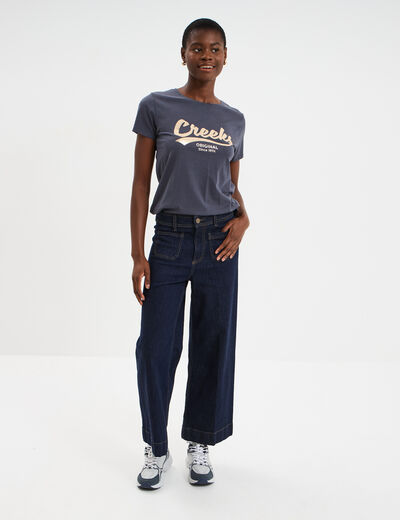 T-shirt col rond manches courtes Creeks bleu foncé femme