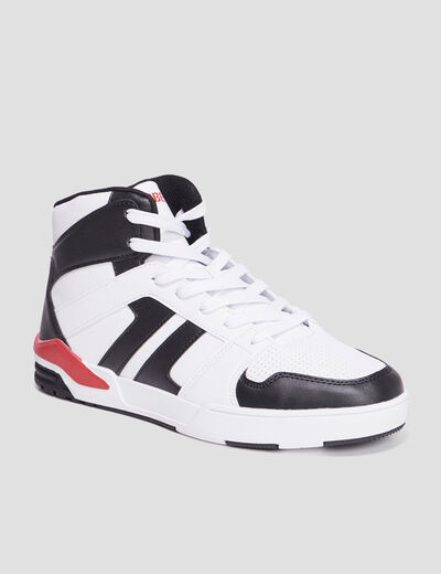 Baskets montantes à lacets blanc homme