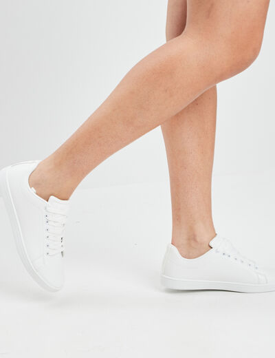 Tennis à lacets blanc femme