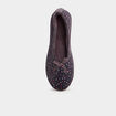 Chaussons ballerines aspect velours bleu gris femme