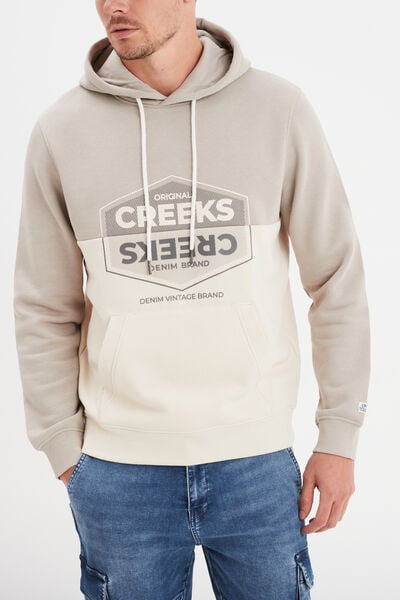 Sweat molleton &agrave; capuche hoodie gris clair homme