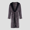 Peignoir long col châle gris foncé homme