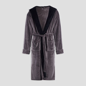 Peignoir long col châle gris foncé homme