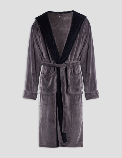 Peignoir long col châle gris foncé homme