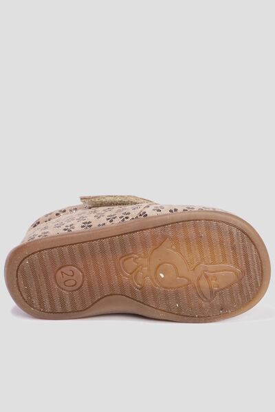 Bottillons à scratchs en cuir marron bébé fille