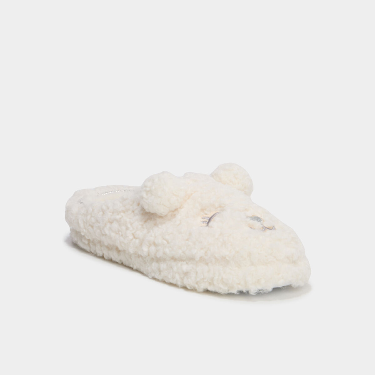 Chaussons mules effet polaire blanc femme