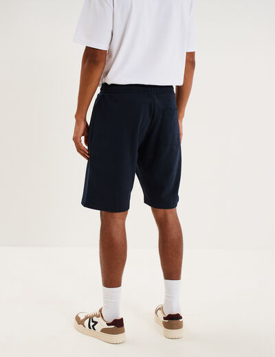 Short jogging molleton droit bleu marine homme