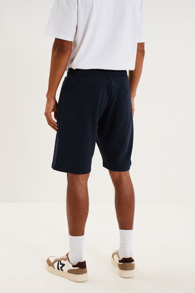Short jogging molleton droit bleu marine homme
