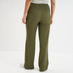 Pantalon effet gaufré taille élastiquée vert kaki femme