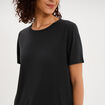 T-shirt manches courtes m&eacute;lange lin noir femme