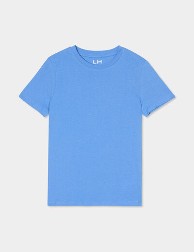 T-shirt en coton manches courtes bleu lavande gar&ccedil;on