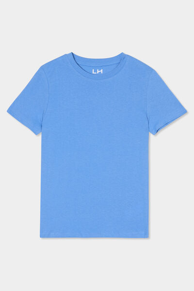 T-shirt en coton manches courtes bleu lavande gar&ccedil;on