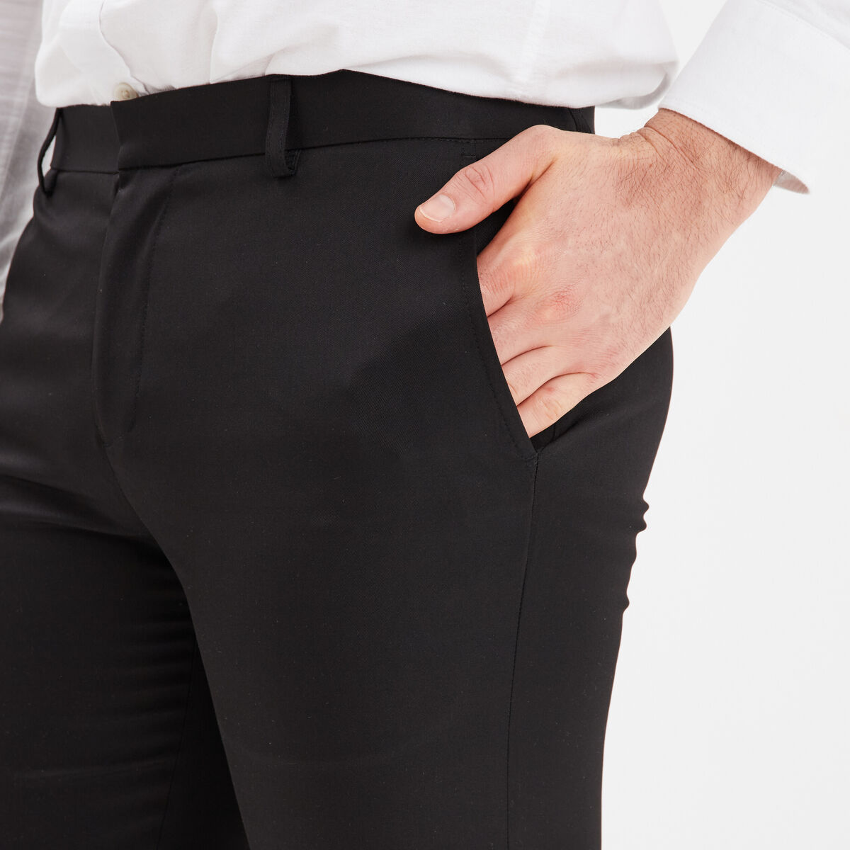 Pantalon droit avec pinces noir homme