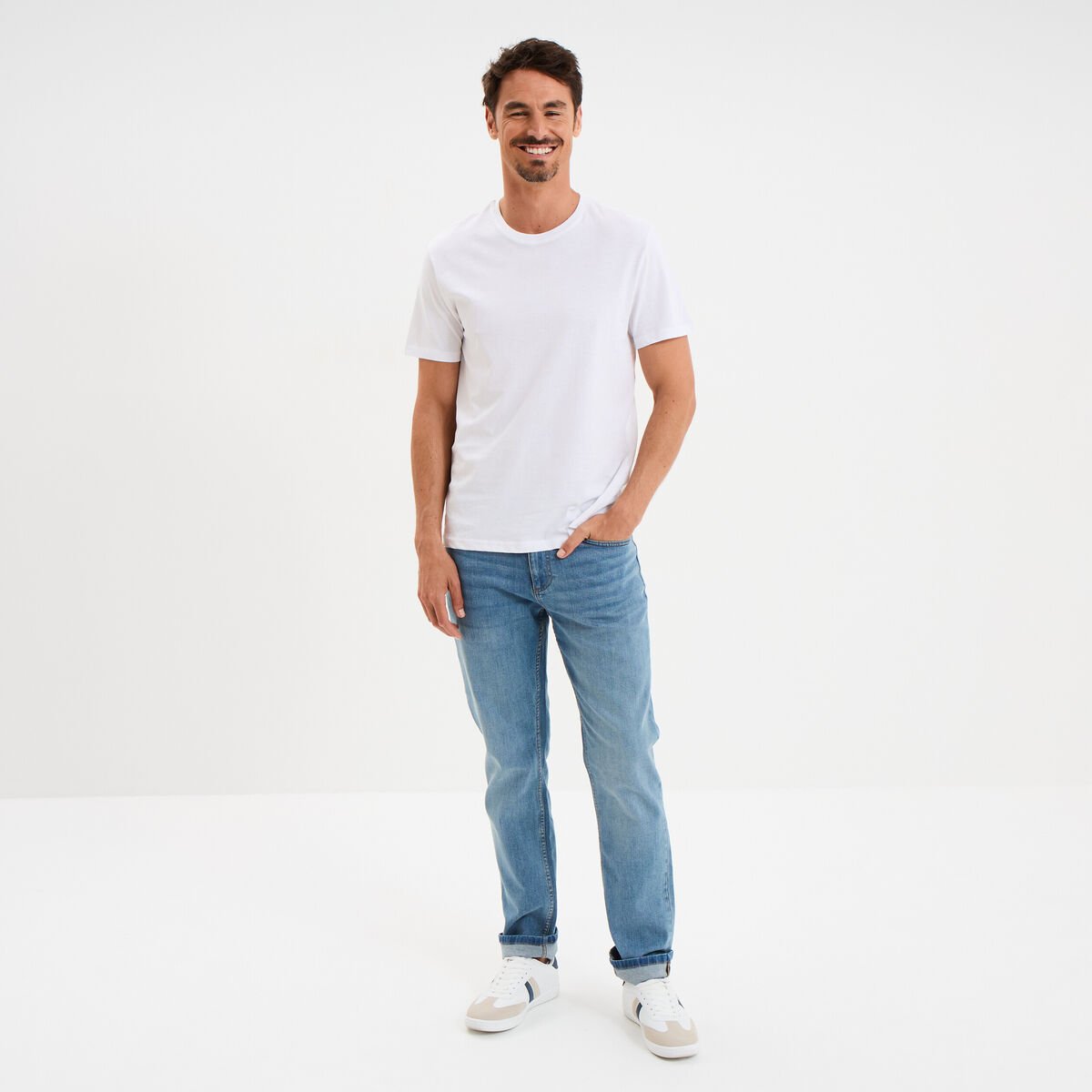 T-shirt en coton manches courtes blanc homme
