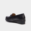 Mocassins confort pied large en cuir noir femme