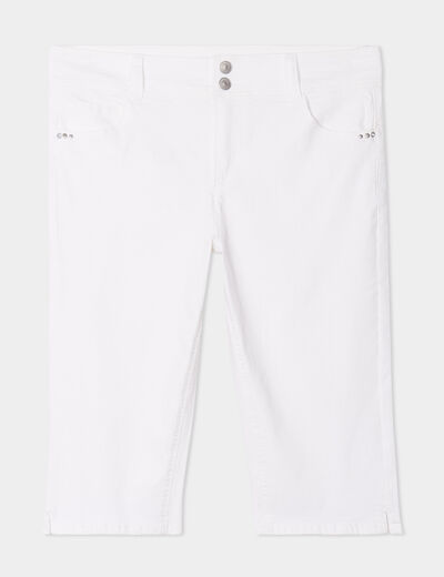 Pantacourt Femme Blanc Grande Taille - Tour De Taille 96 Cm - Occasion Très Bon état