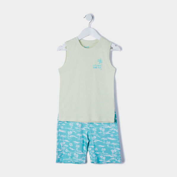 Ensemble 2 pièces short et débardeur vert garçon