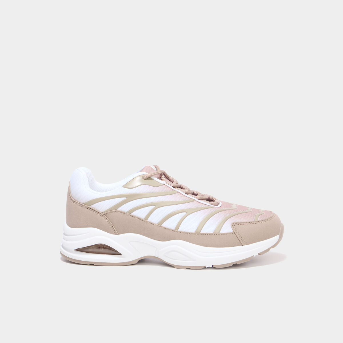 Baskets running semelles bulles taupe femme