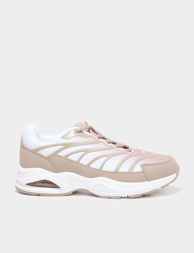 Baskets running semelles bulles taupe femme