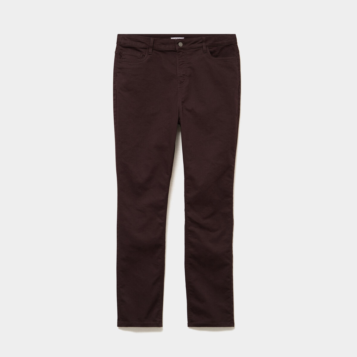 Pantalon droit taille haute extensible marron fonc&eacute; femme grande taille