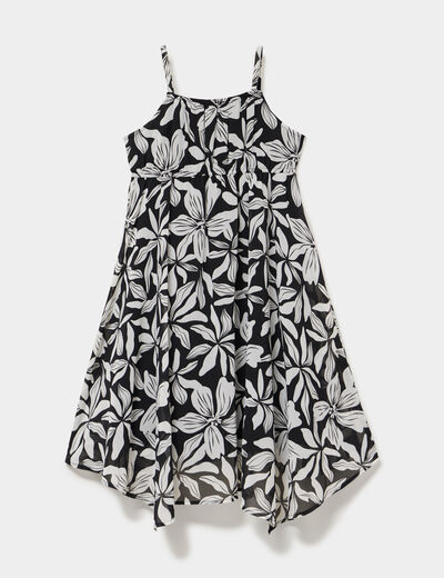 Robe asym&eacute;trique &agrave; bretelles noir fille
