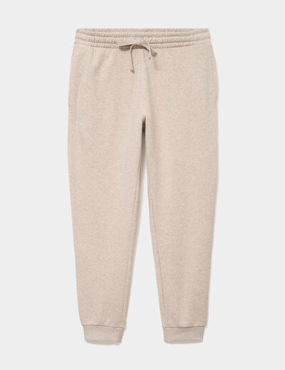 Pantalon jogging droit molleton beige homme