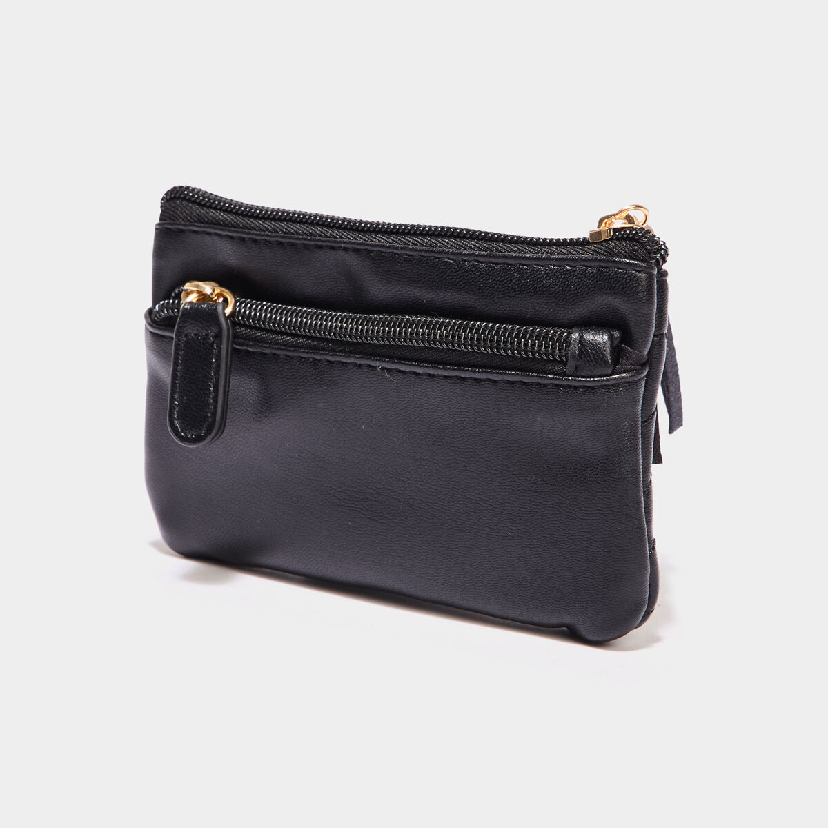 Porte-monnaie matelass&eacute; noir femme
