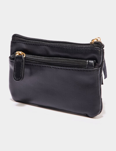 Porte-monnaie matelassé noir femme