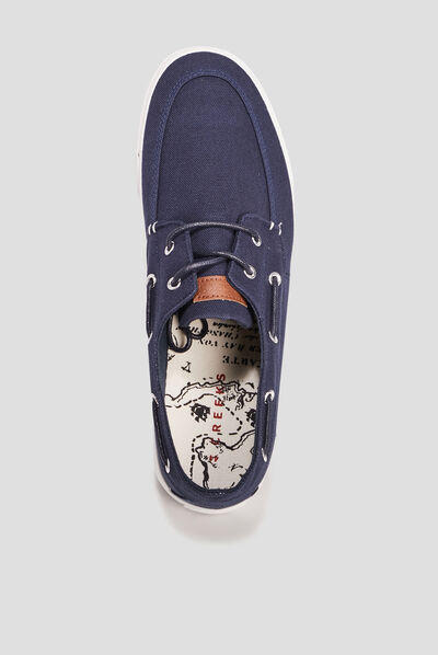 Chaussures bateau en toile bleu marine homme