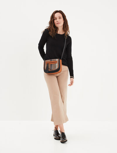 Pull col rond boutons aux poignets noir femme