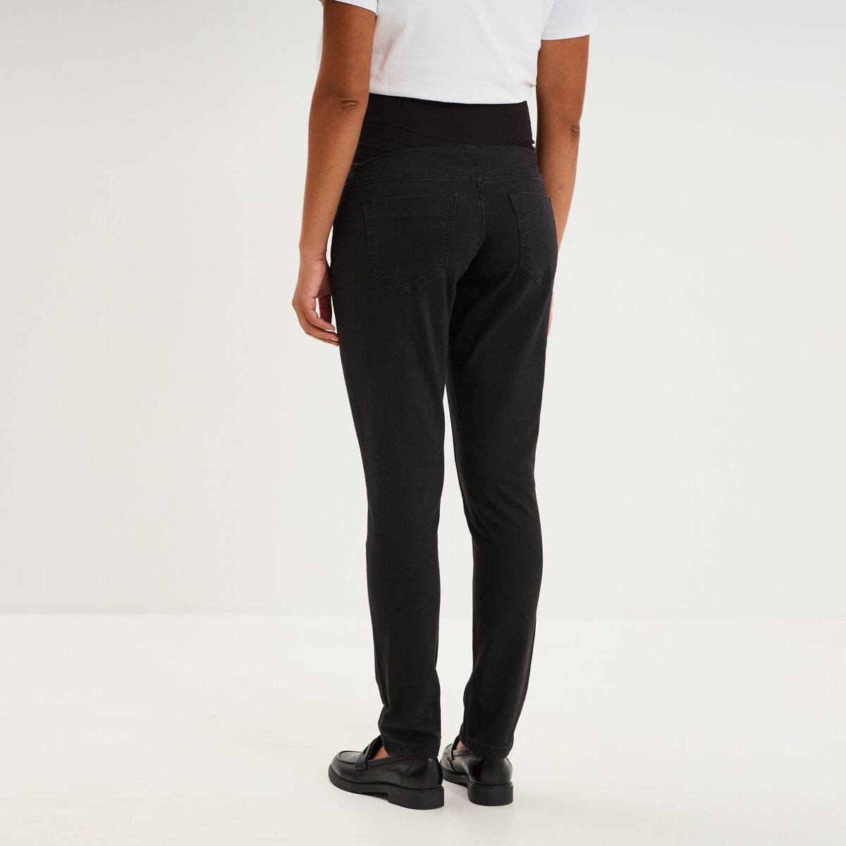 Jegging grossesse confort avec bandeau denim noir femme maternit&eacute;