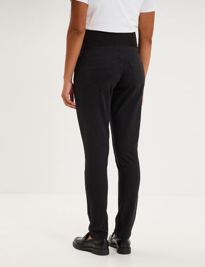 Jegging grossesse confort avec bandeau denim noir femme maternit&eacute;