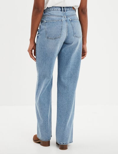 Jeans wide leg taille haute Creeks denim double stone femme